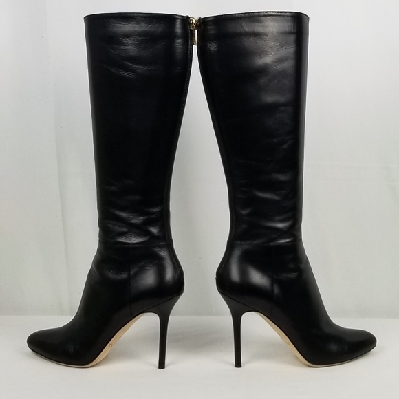 Jimmy Choo Kim Leather Heels Knee High Boots 37.5 - Picture 6 of 15